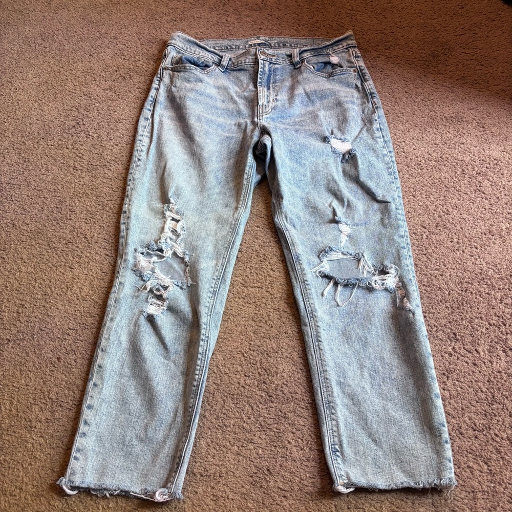 Old Navy Distressed Boyfriend Mid rise Light Blue Jeans Size 30 waist